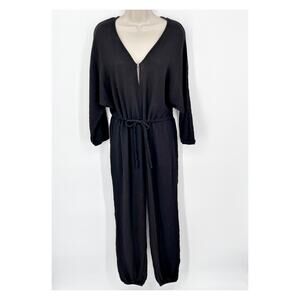Enza Costa Women's Cotton Long Sleeves Gauze Jumpsuit NEW Size 1/S Black